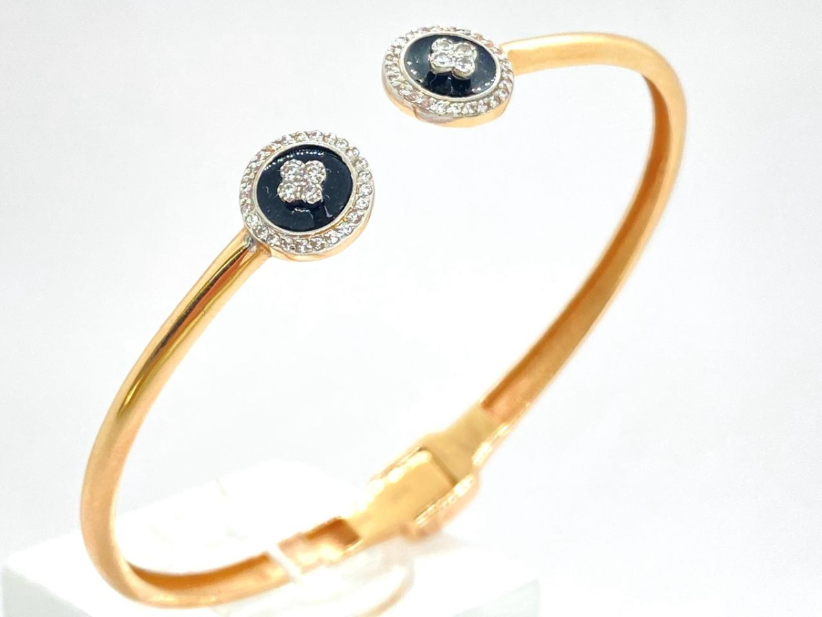 БРАСЛЕТ ЖЕСТКИЙ Эмаль с камнем/камнями (Au 585)