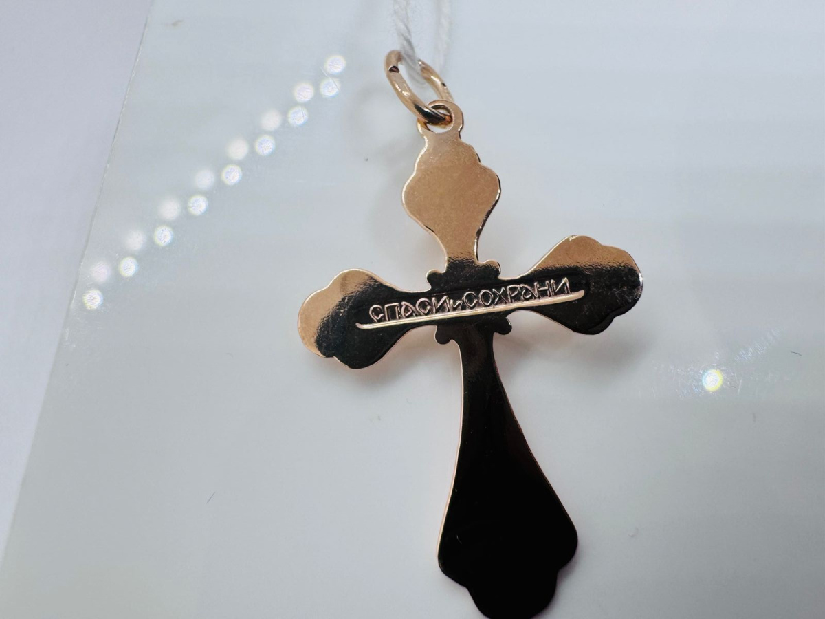 ПОДККИ585 ПОДВЕСКА КРЕСТ С КАМНЕМ (Au 585)