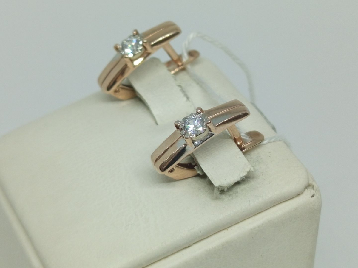 СКМ585 СЕРЬГИ С КАМНЕМ (Au 585)