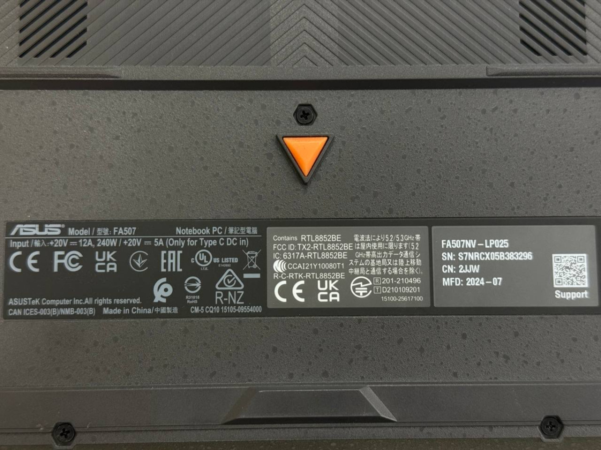 Ноутбук ASUS A15; Ryzen 5 7535HS, Geforce RTX 4060, 16 Гб, 500 Гб, Нет