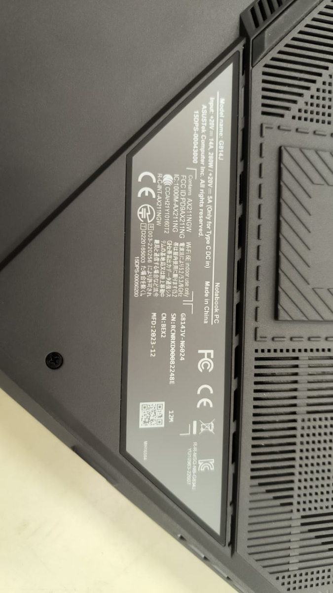 Ноутбук ASUS Strix G18 G814JV-N6024; Core i9-13900, Geforce RTX 4060, 16 Гб, 1 Tb, Нет