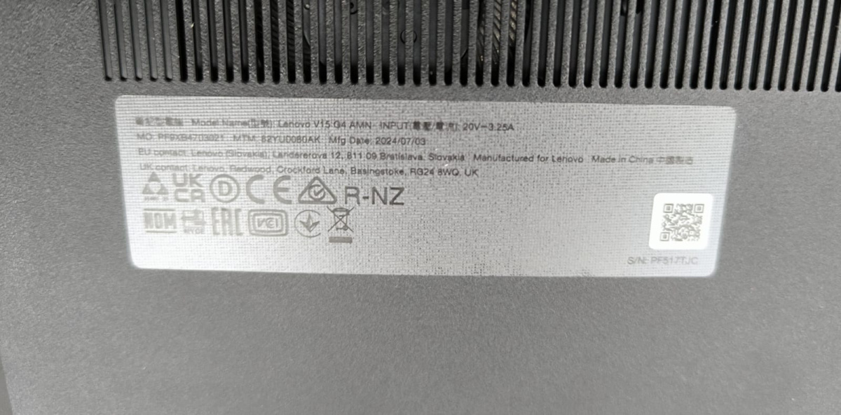 Ноутбук Lenovo V15 G4; Ryzen 3 7320, AMD Graphics, 8 Гб, 500 Гб, Нет