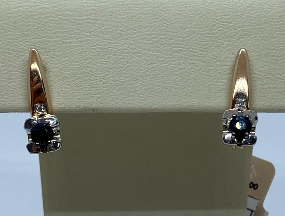 СЕРЬГИ Бриллиант, сапфир (Au 585)