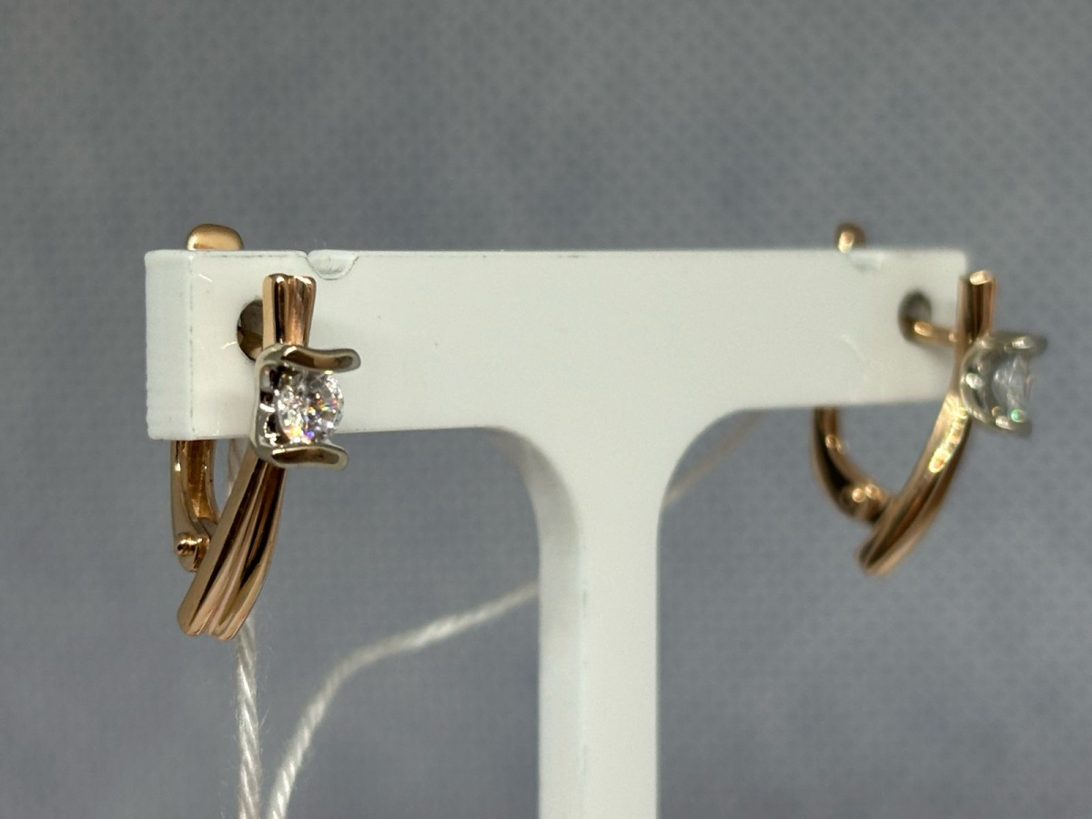 СКМ585 СЕРЬГИ С КАМНЕМ (Au 585)