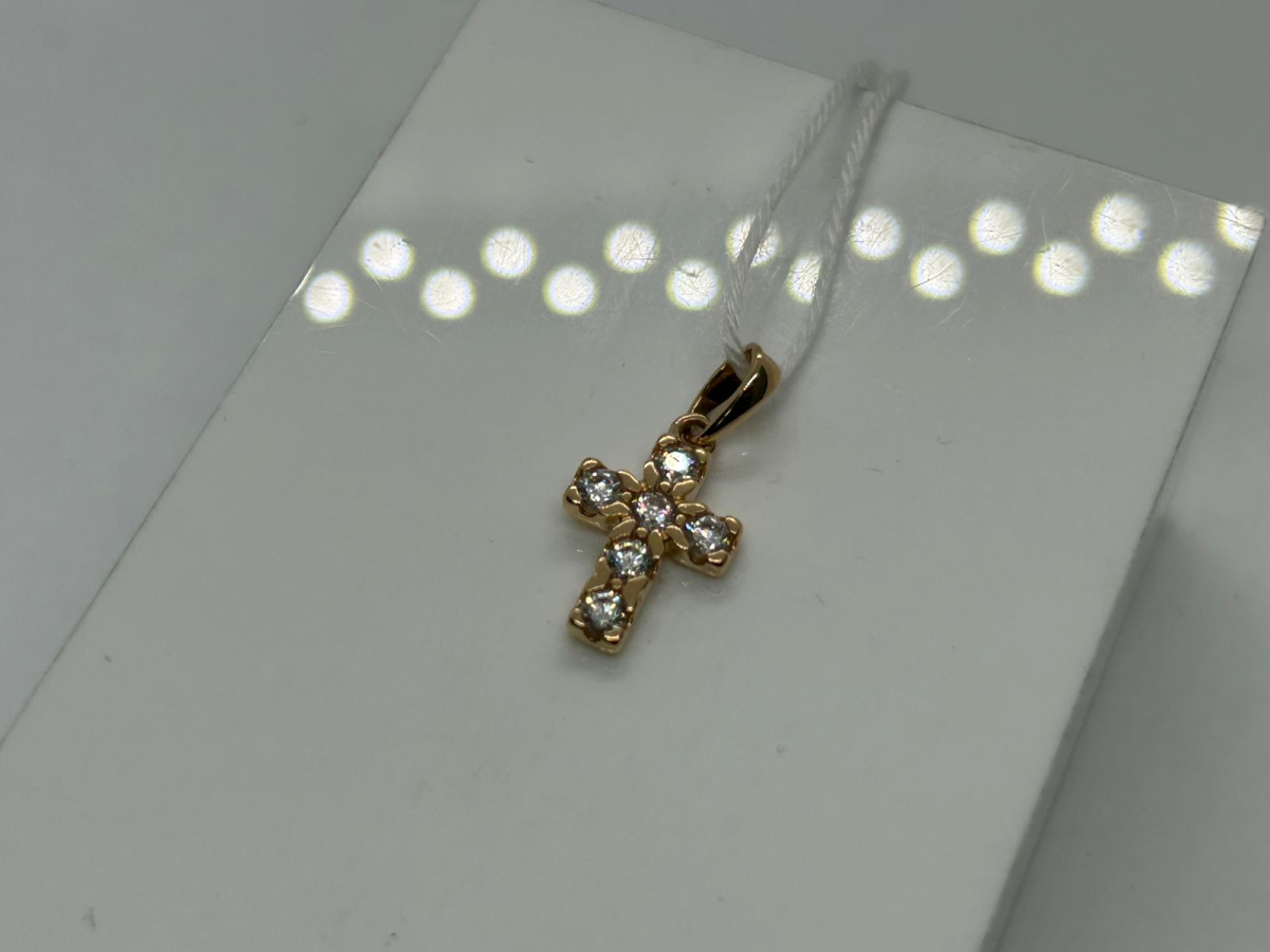 ПОДККИ585 ПОДВЕСКА КРЕСТ С КАМНЯМИ (Au 585)