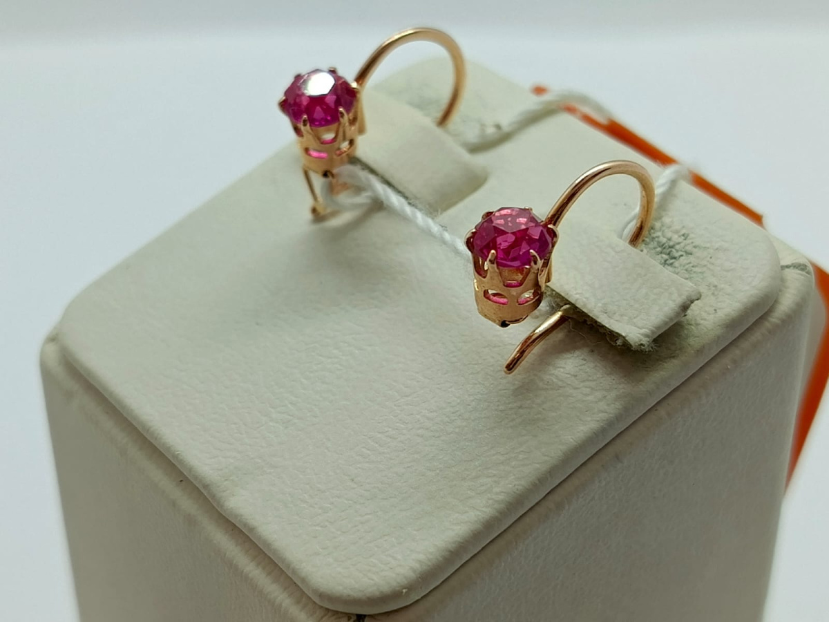 СКМ583 СЕРЬГИ С КАМНЕМ (Au 583)