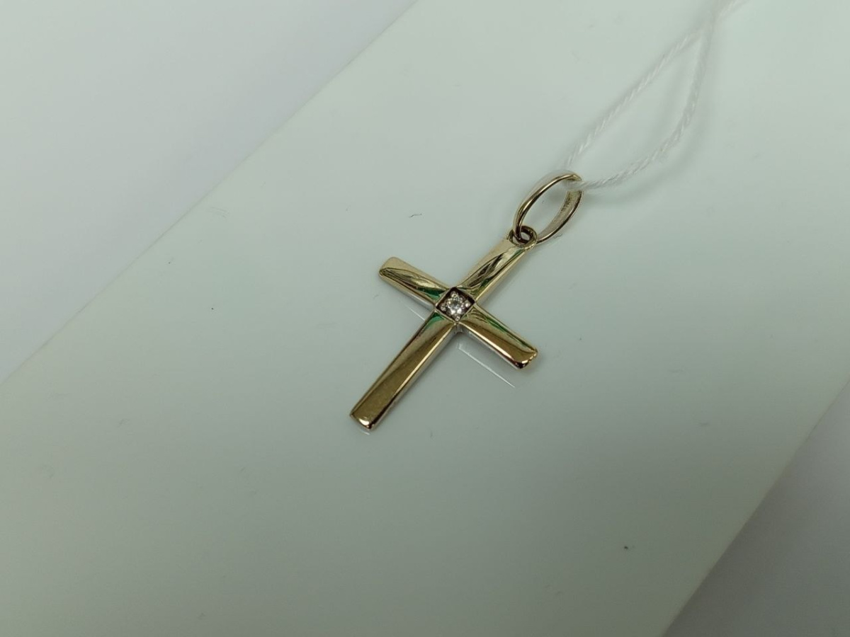 ПОДВЕСКА КРЕСТ С КАМНЕМ (Au 585)