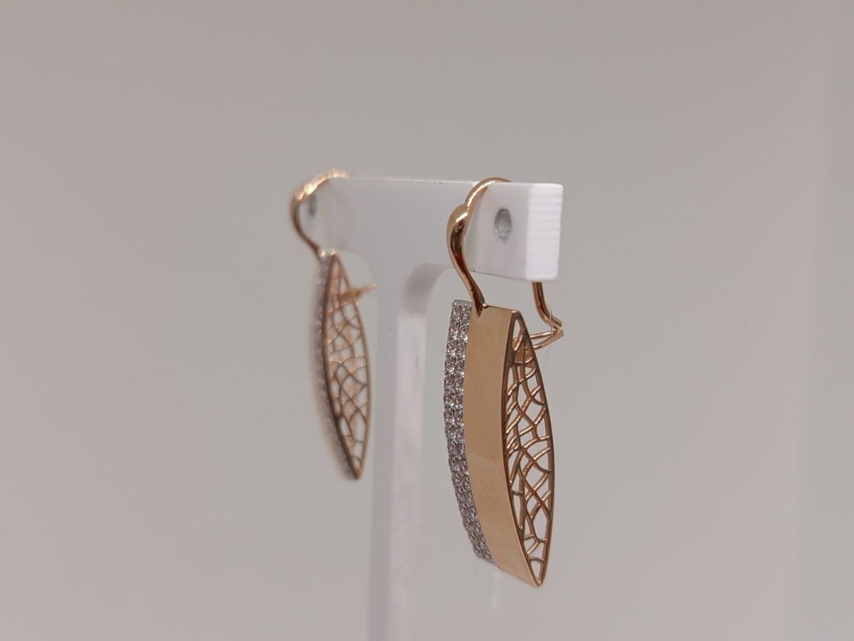 СЕРЬГИ ПЕТЕЛЬКА с камнями (Au 585)