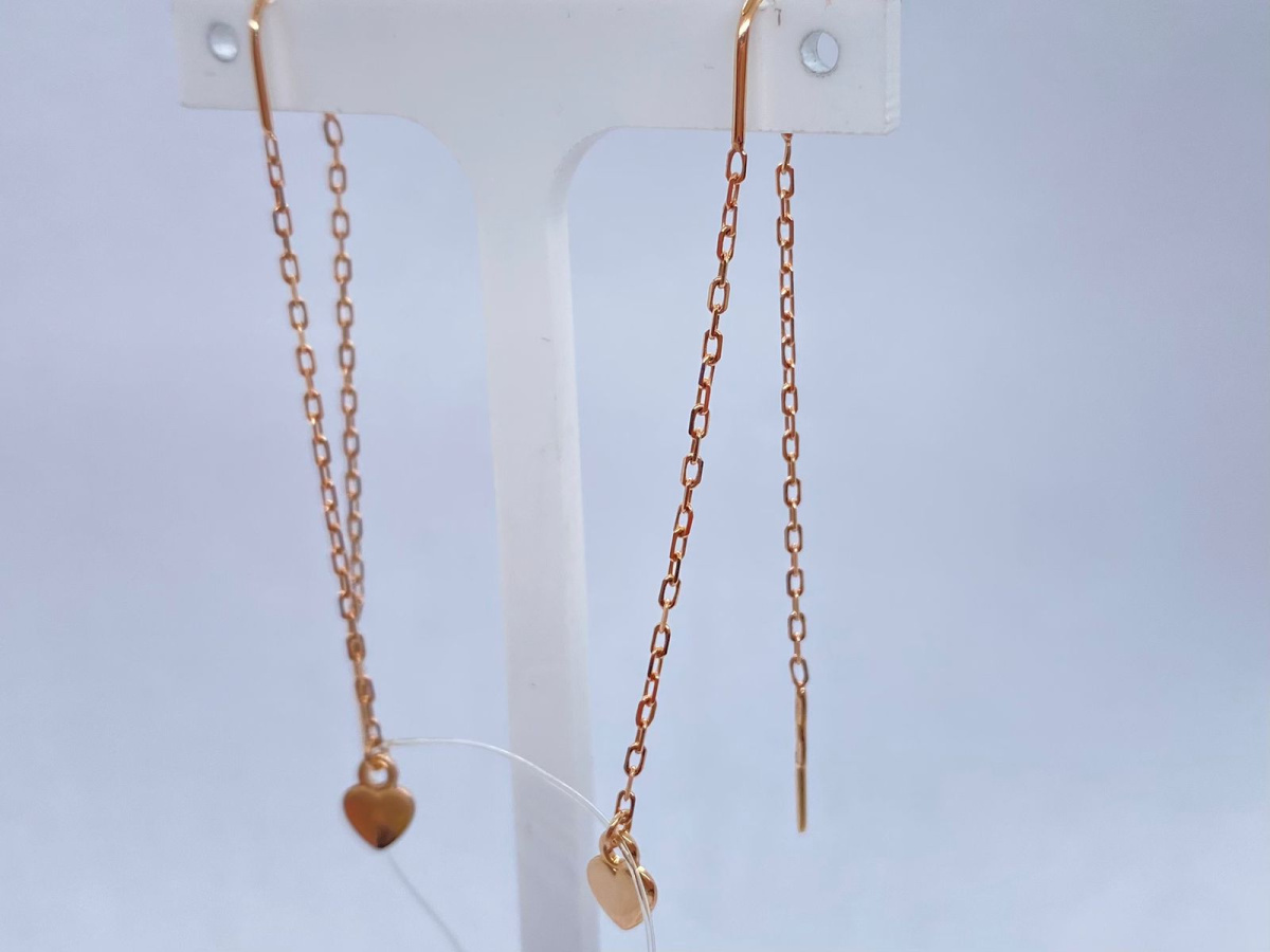 02-3883 СЕРЬГИ ПЕТЕЛЬКА с камнем (Au 585)