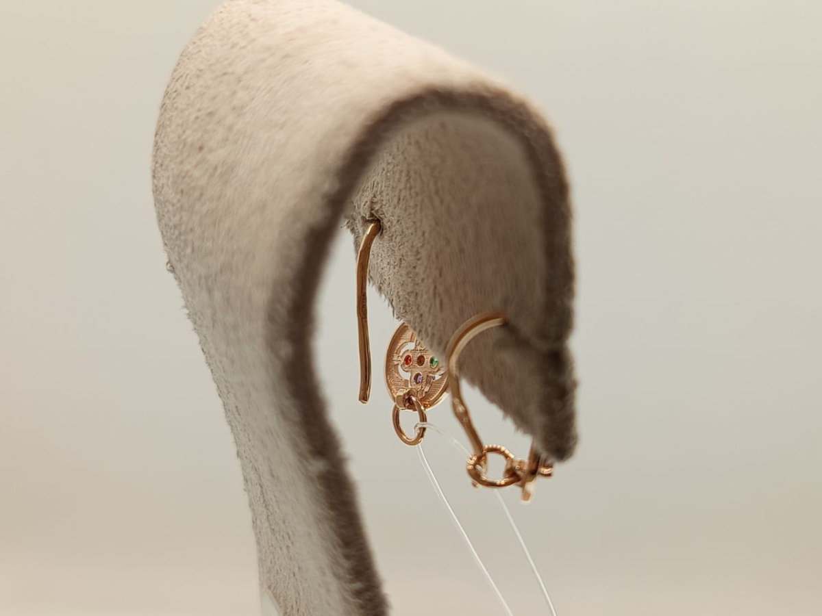 СЕРЬГИ ПЕТЕЛЬКА с камнями (Au 585)