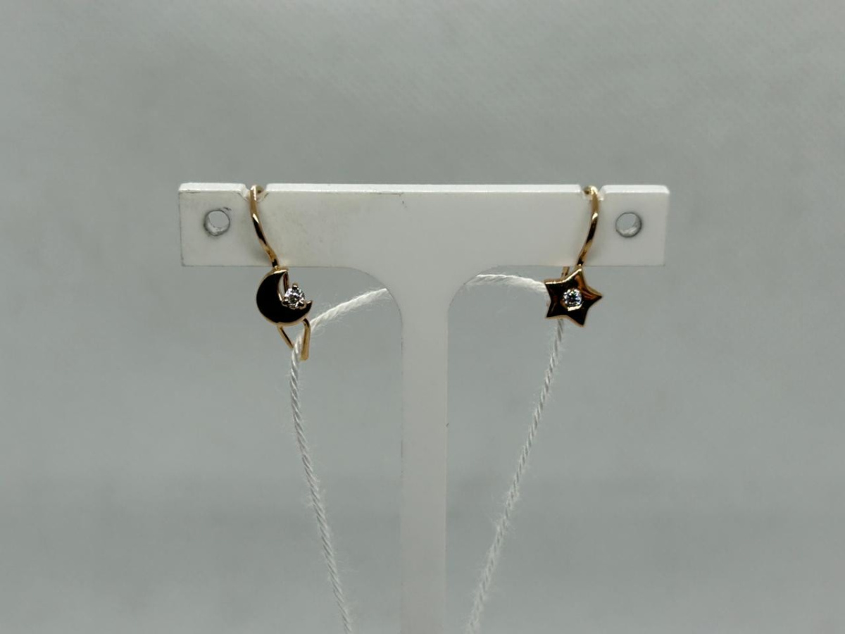 СКМ585 СЕРЬГИ С КАМНЕМ (Au 585)