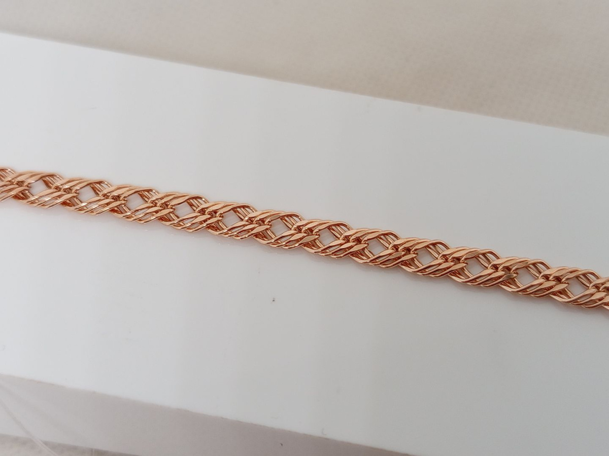 БРАСЛЕТ ПУСТОТЕЛЫЙ Ромб тройной (Au 585)