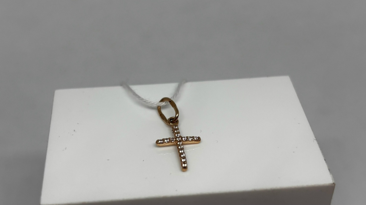 ПОДВЕСКА КРЕСТ С КАМНЯМИ (Au 585)