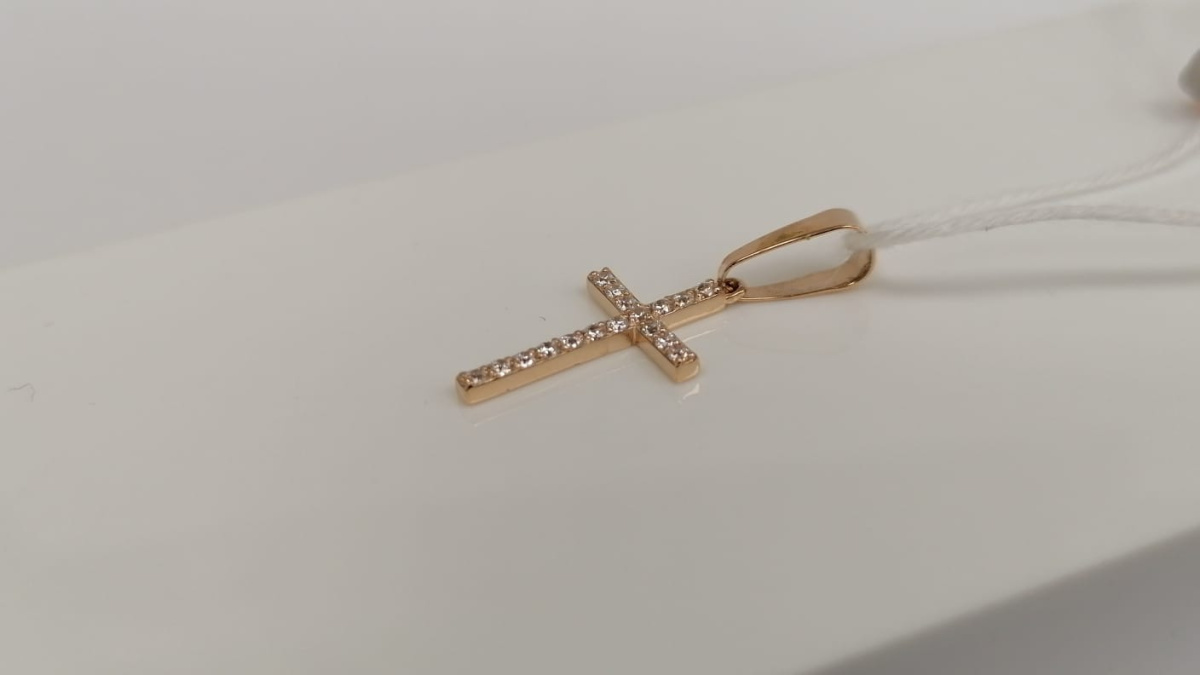 ПОДККИ585 ПОДВЕСКА КРЕСТ С КАМНЯМИ (Au 585)