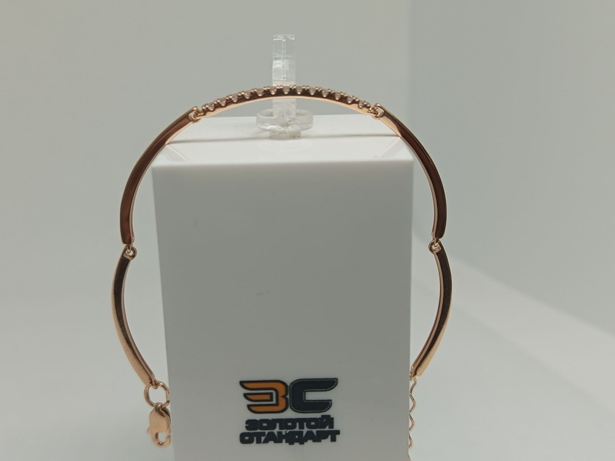 БЖКИ585 БРАСЛЕТ ЖЕСТКИЙ С КАМНЯМИ (Au 585)