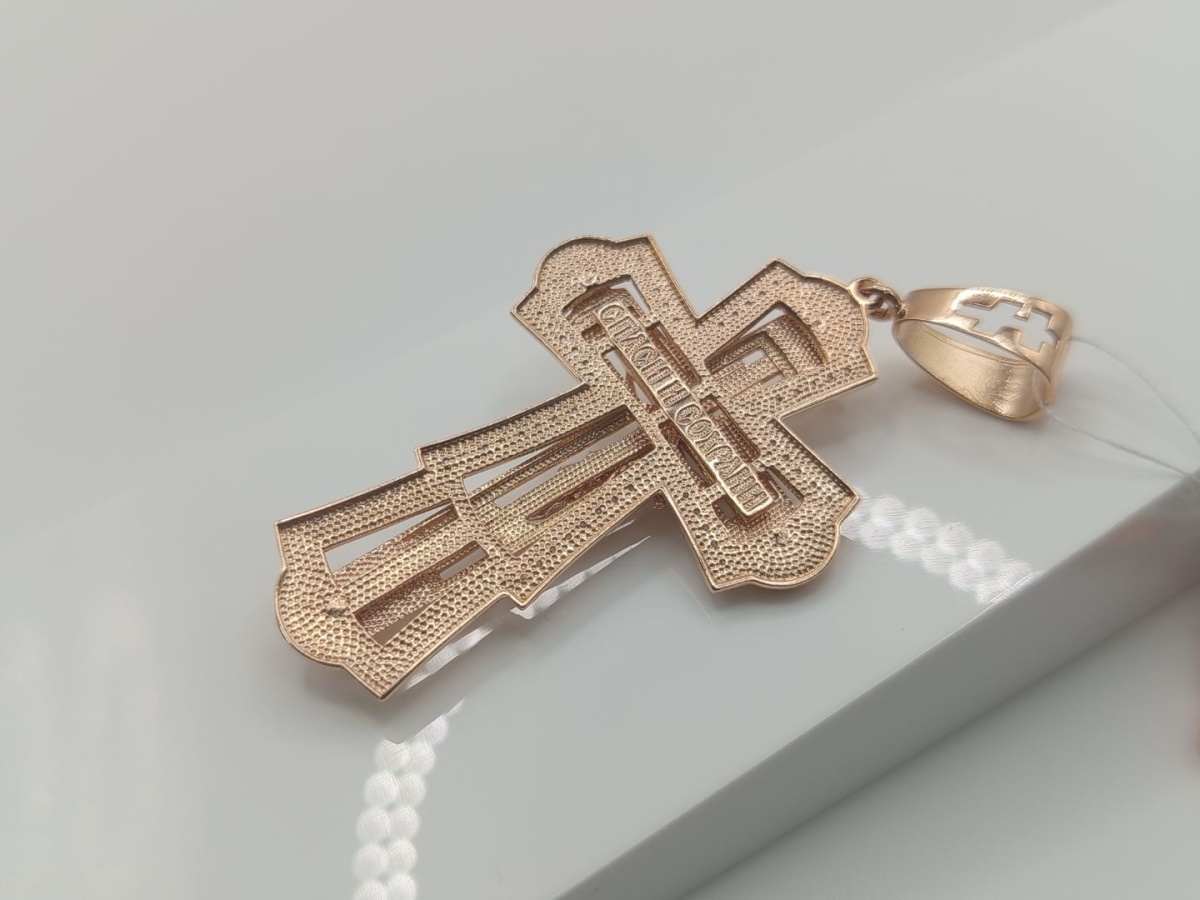 ПОДККИ585 ПОДВЕСКА КРЕСТ С КАМНЯМИ (Au 585)