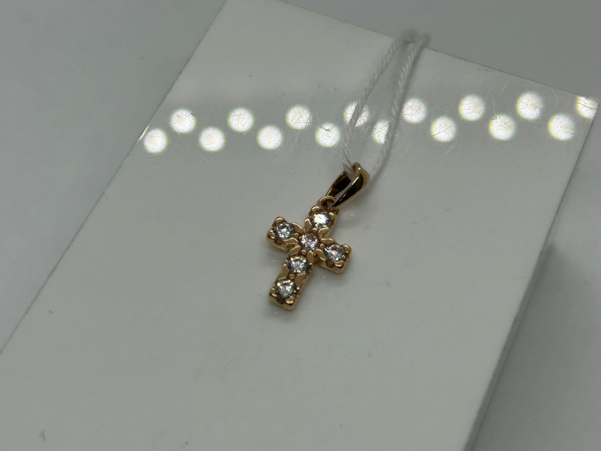 ПОДККИ585 ПОДВЕСКА КРЕСТ С КАМНЯМИ (Au 585)