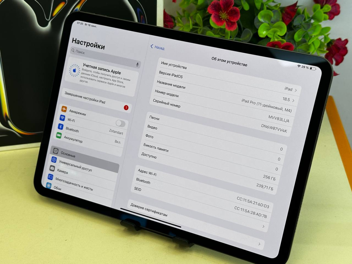 Планшет Apple iPad Pro 256 ГБ(11 дюймов, M4) 2024 A2836 (Wi-Fi)