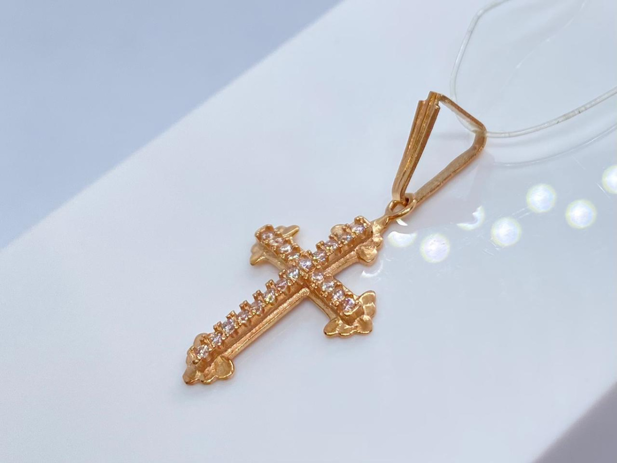 ПОДВЕСКА КРЕСТ с камнями (Au 585)