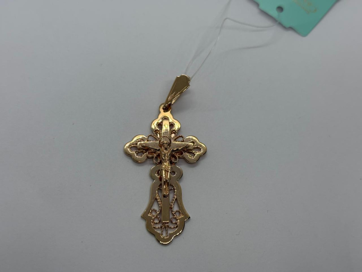 130040 ПОДВЕСКА КРЕСТ без камня (Au 585)