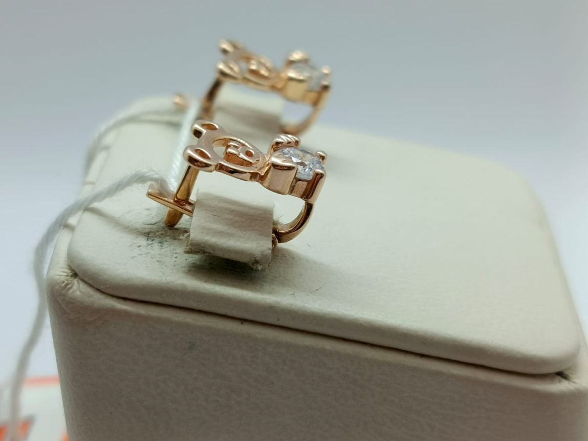 СКМ585 СЕРЬГИ С КАМНЕМ (Au 585)