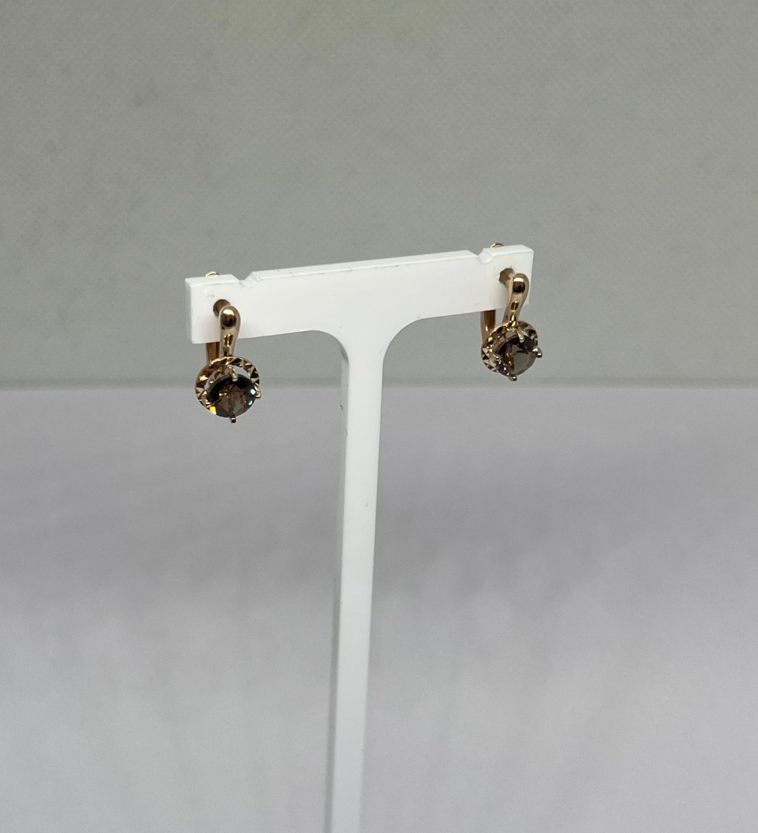 СКМ585 СЕРЬГИ С КАМНЕМ (Au 585)