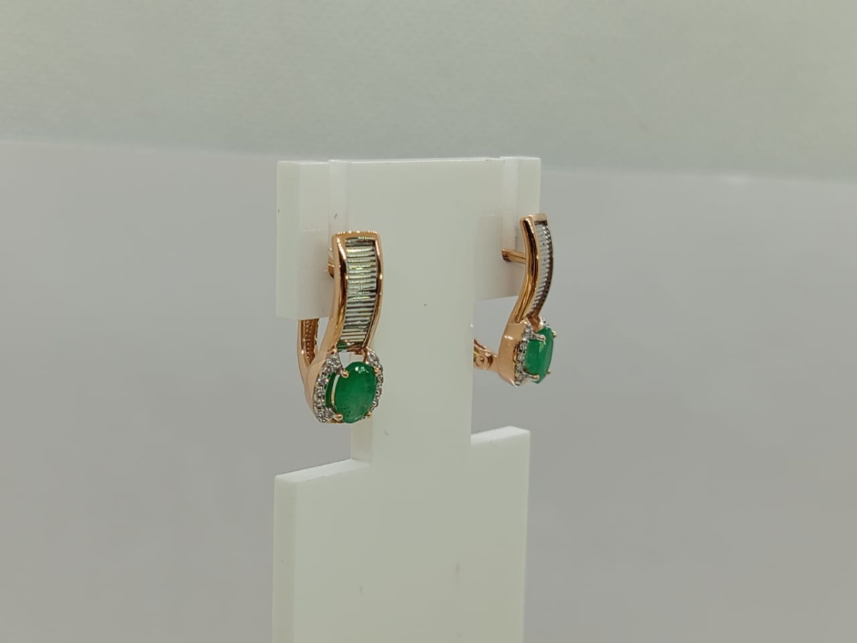 СЕРЬГИ Бриллиант, изумруд (Au 585)