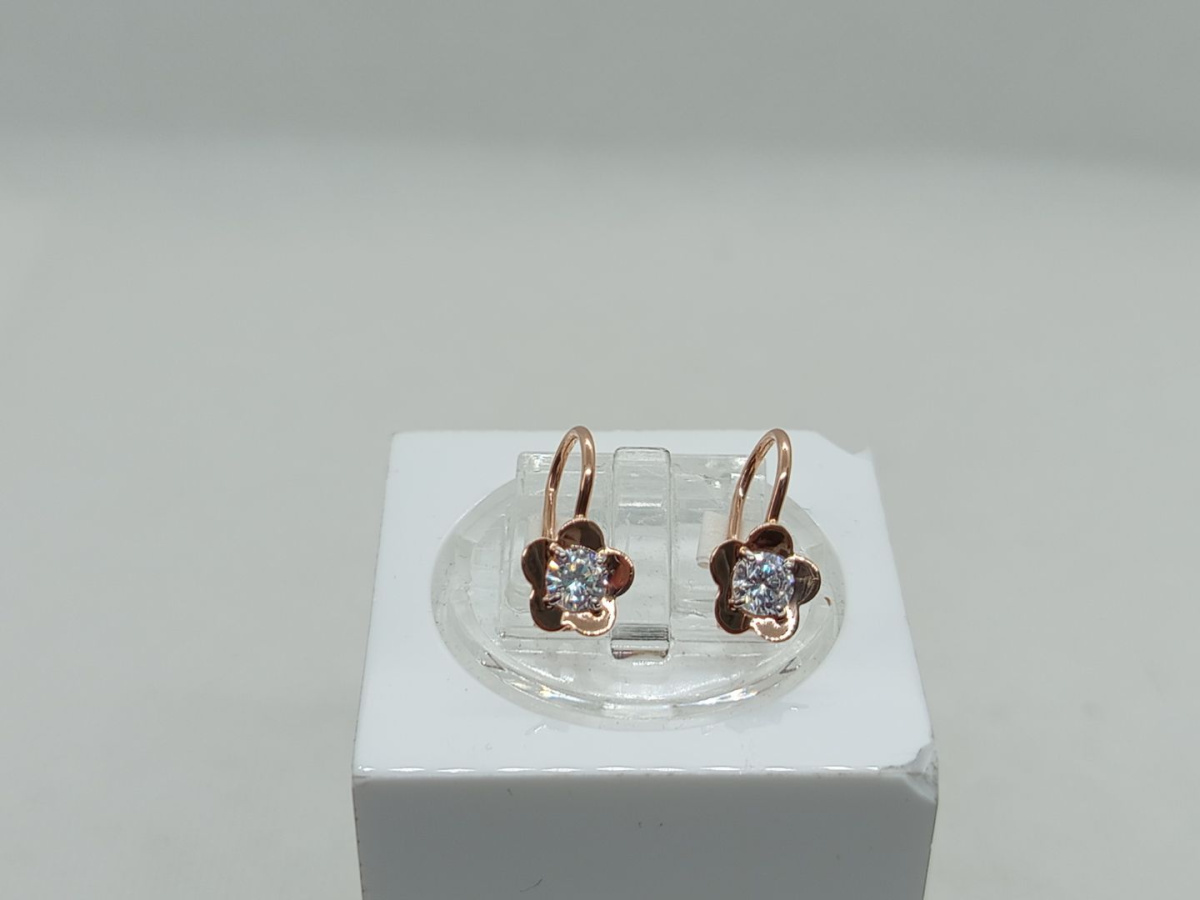 СЕРЬГИ ПЕТЕЛЬКА с камнем (Au 585)