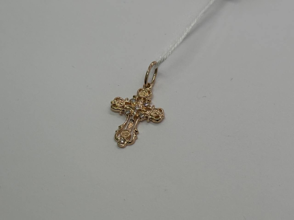 ПОДККИ585 ПОДВЕСКА КРЕСТ С КАМНЯМИ (Au 585)