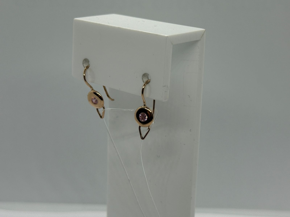 СЕРЬГИ ПЕТЕЛЬКА с камнем (Au 585)