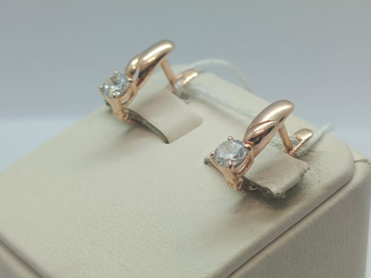 СКМ585 СЕРЬГИ С КАМНЕМ (Au 585)