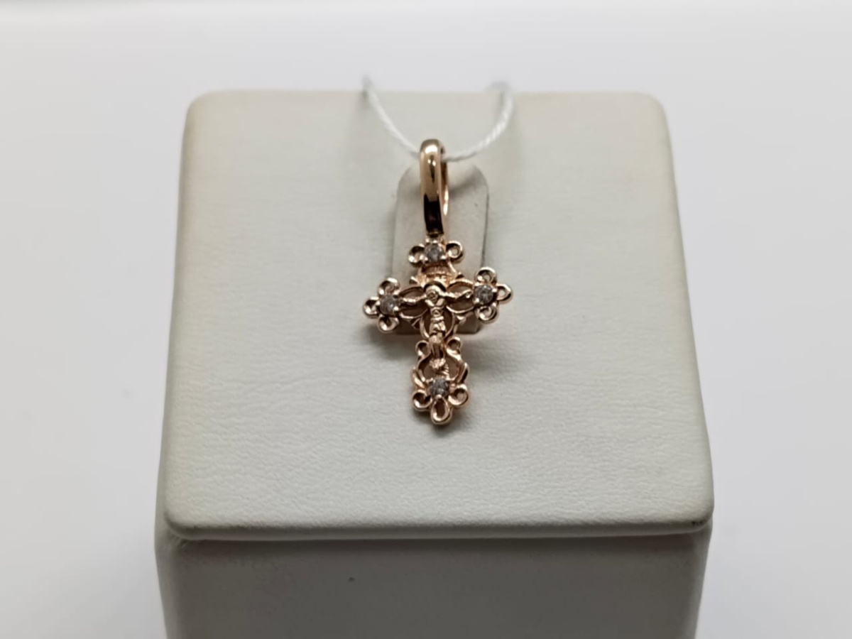 ПОДВЕСКА КРЕСТ С КАМНЯМИ (Au 585)