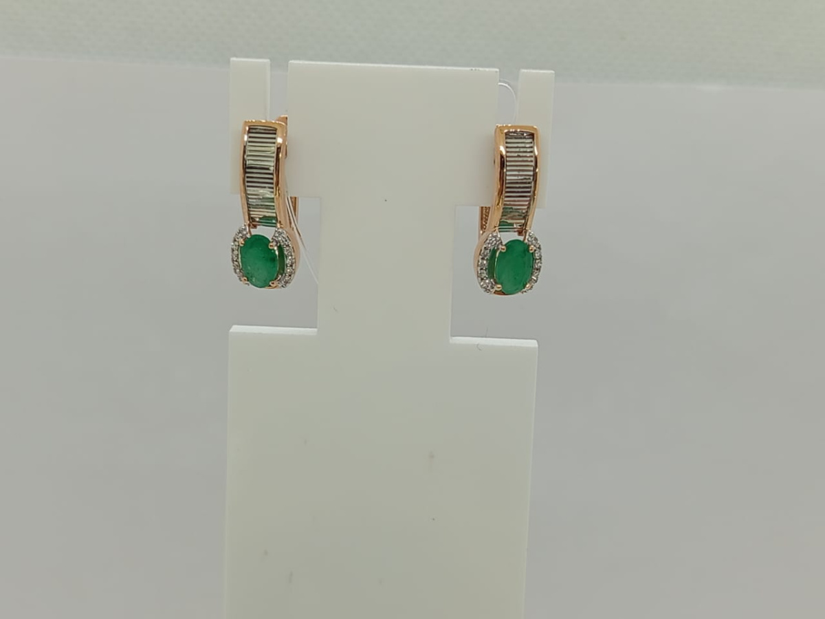 СЕРЬГИ Бриллиант, изумруд (Au 585)