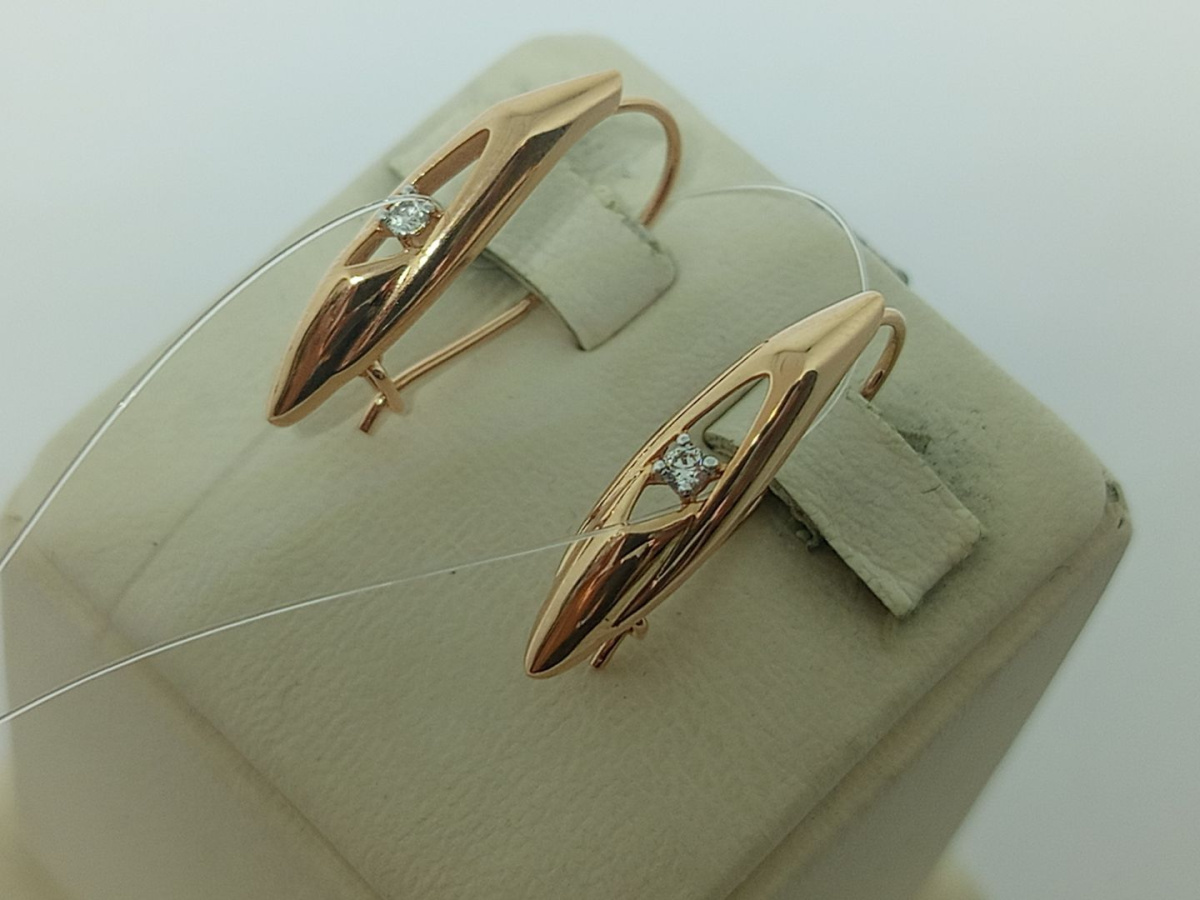 СЕРЬГИ ПЕТЕЛЬКА с камнем (Au 585)