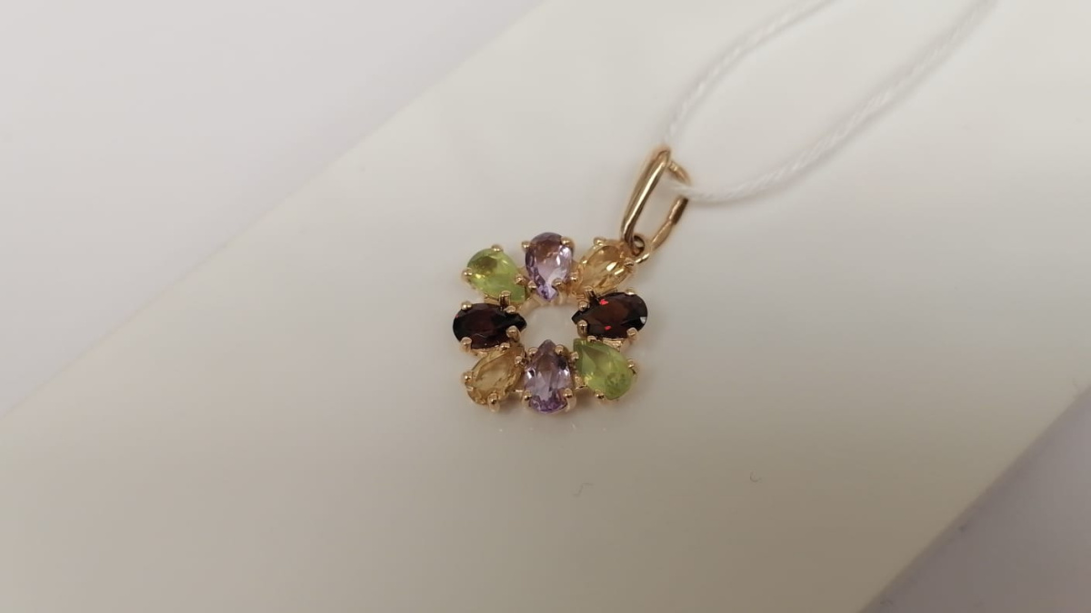 ПОДКМИ585 ПОДВЕСКА С КАМНЯМИ (Au 585)