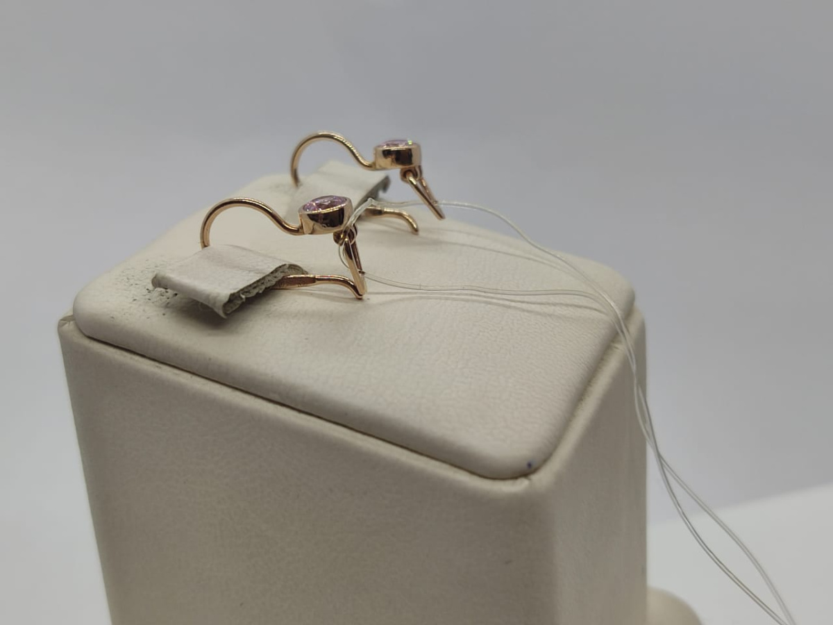 СЕРЬГИ ПЕТЕЛЬКА с камнем (Au 585)