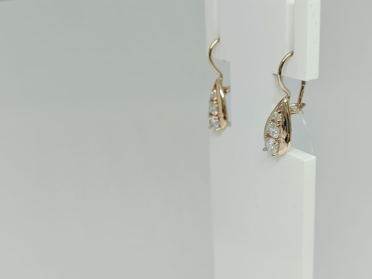 СЕРЬГИ ПЕТЕЛЬКА с камнями (Au 585)