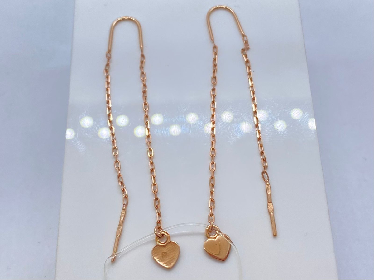 02-3883 СЕРЬГИ ПЕТЕЛЬКА с камнем (Au 585)