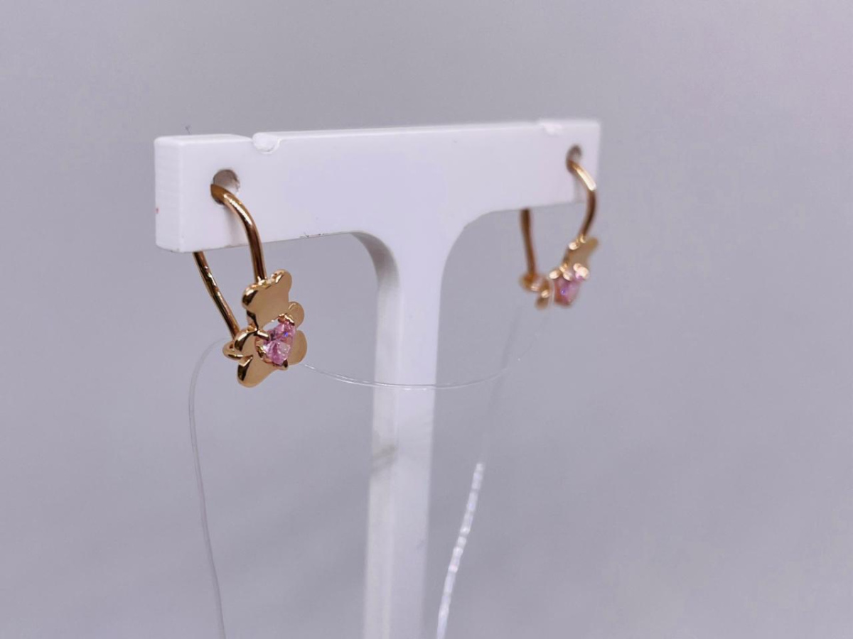 СЕРЬГИ ПЕТЕЛЬКА с камнем (Au 585)