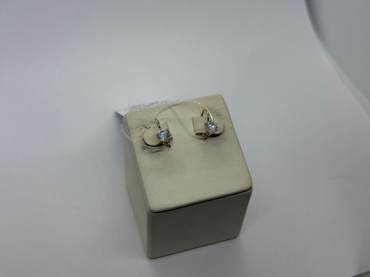 СЕРЬГИ ПЕТЕЛЬКА с камнем (Au 585)