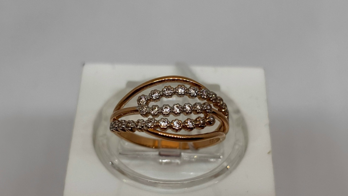 КОЛЬЦО С КАМНЯМИ (Au 585)