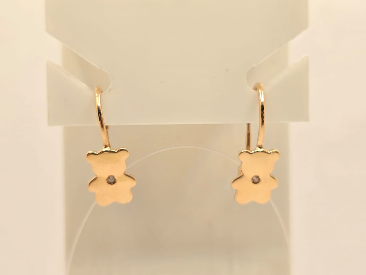 СЕРЬГИ ПЕТЕЛЬКА с камнем (Au 585)