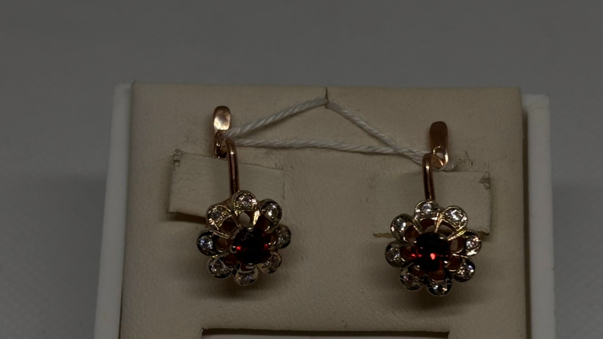 СКМИ585 СЕРЬГИ С КАМНЯМИ (Au 585)