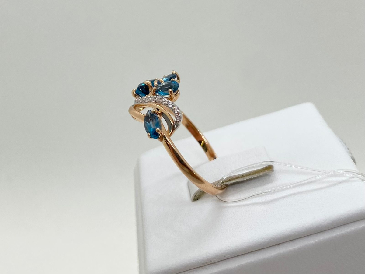 КОЛЬЦО ЛОНДОН ТОПАЗ с камнями (Au 585)