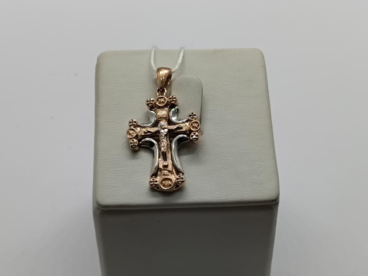 ПОДККИ585 ПОДВЕСКА КРЕСТ С КАМНЯМИ (Au 585)