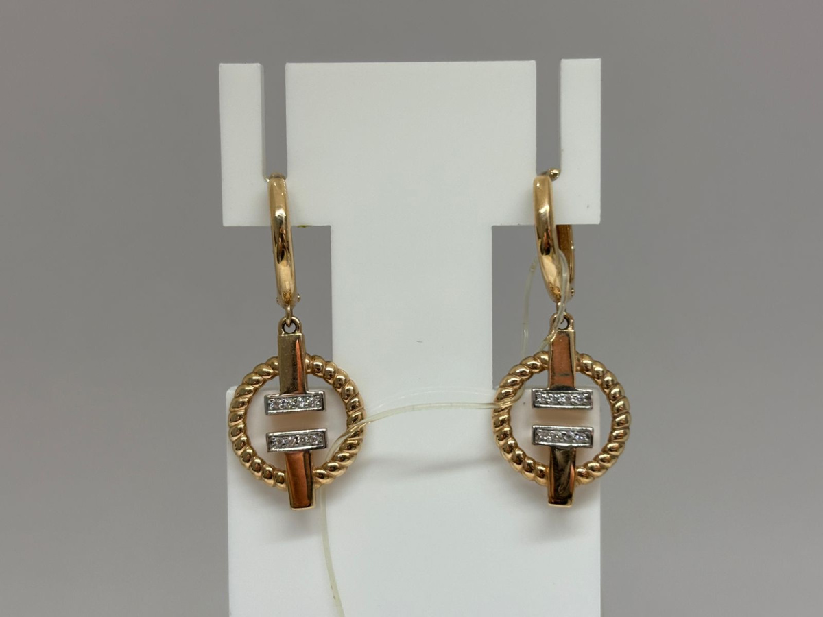 СЕРЬГИ КОЛЬЦА с камнями (Au 585)