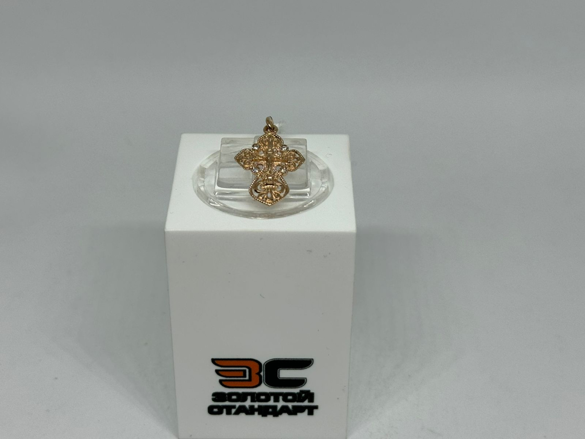 ПОДВЕСКА КРЕСТ С КАМНЯМИ (Au 585)