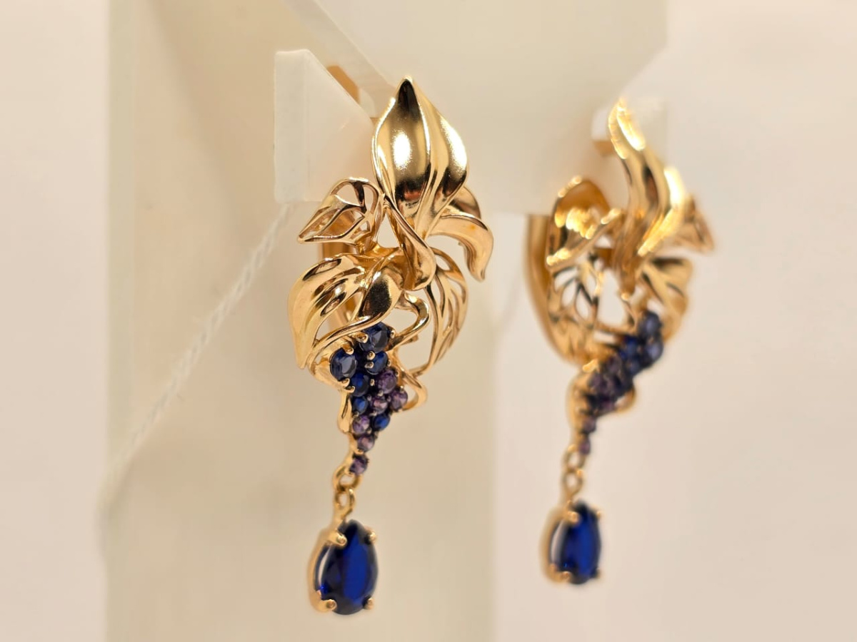 СКМИ585 СЕРЬГИ С КАМНЯМИ (Au 585)