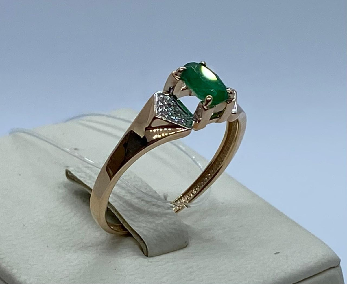 КОЛЬЦО Бриллиант, изумруд (Au 585)