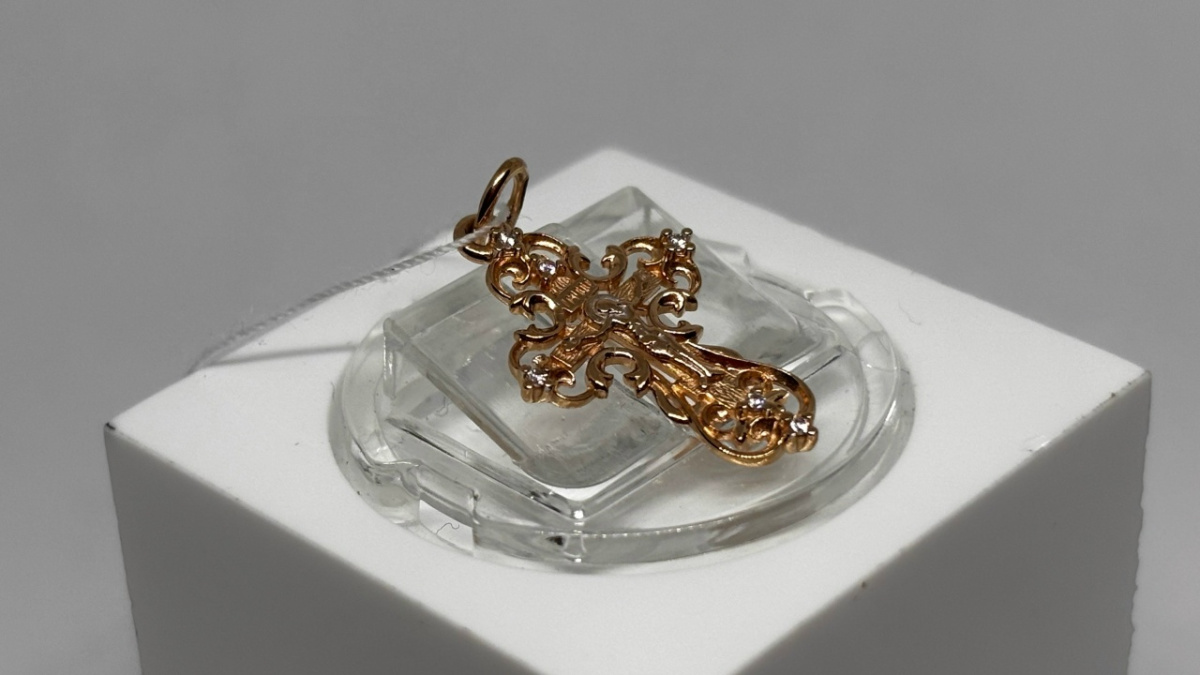 ПОДВЕСКА КРЕСТ С КАМНЯМИ (Au 585)